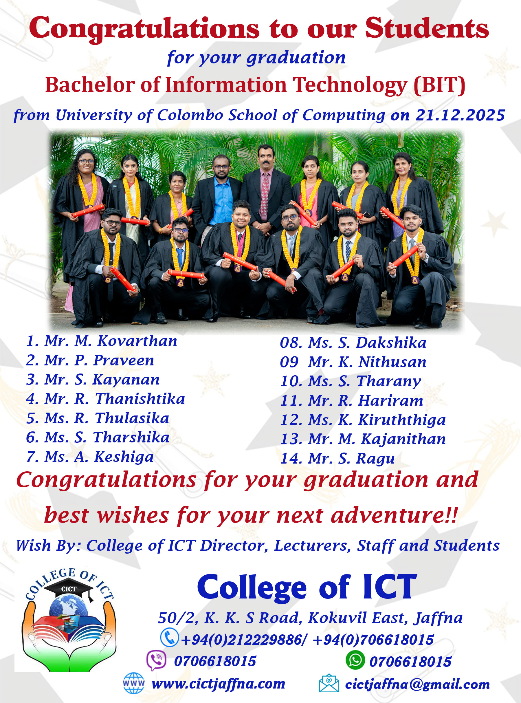 College of ICT Graduation 2024 batch, congratulations poster